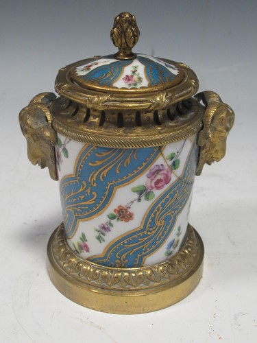 Lot 11 - A Sevres style gilt metal mounted inkwell, a...