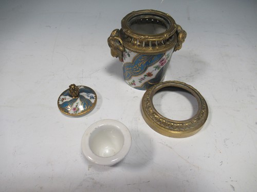 Lot 11 - A Sevres style gilt metal mounted inkwell, a...