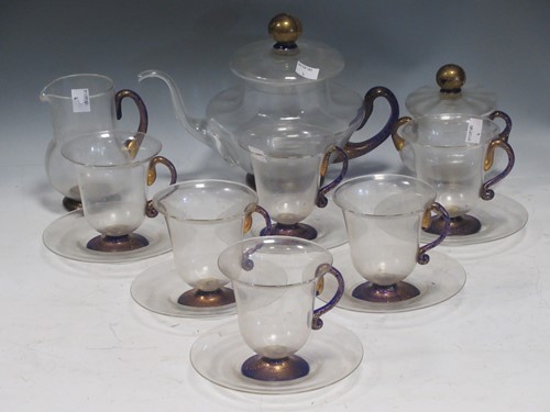 Lot 25 - A Murano Glass tea set for six to include a...