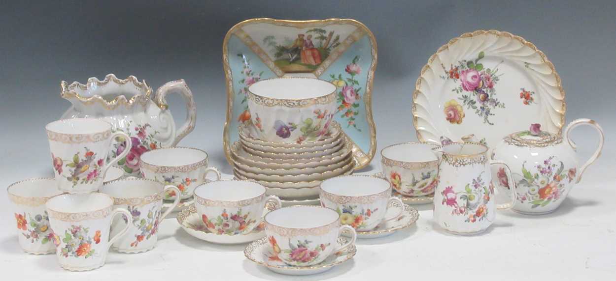 Lot 14 - Items of Dresden porcelain to include cups,...