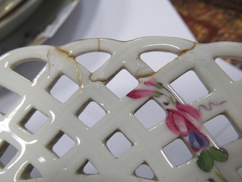 Lot 26 - Five Meissen plates with pierced borders and...
