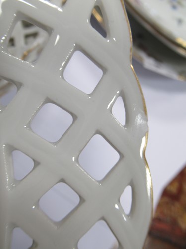 Lot 26 - Five Meissen plates with pierced borders and...