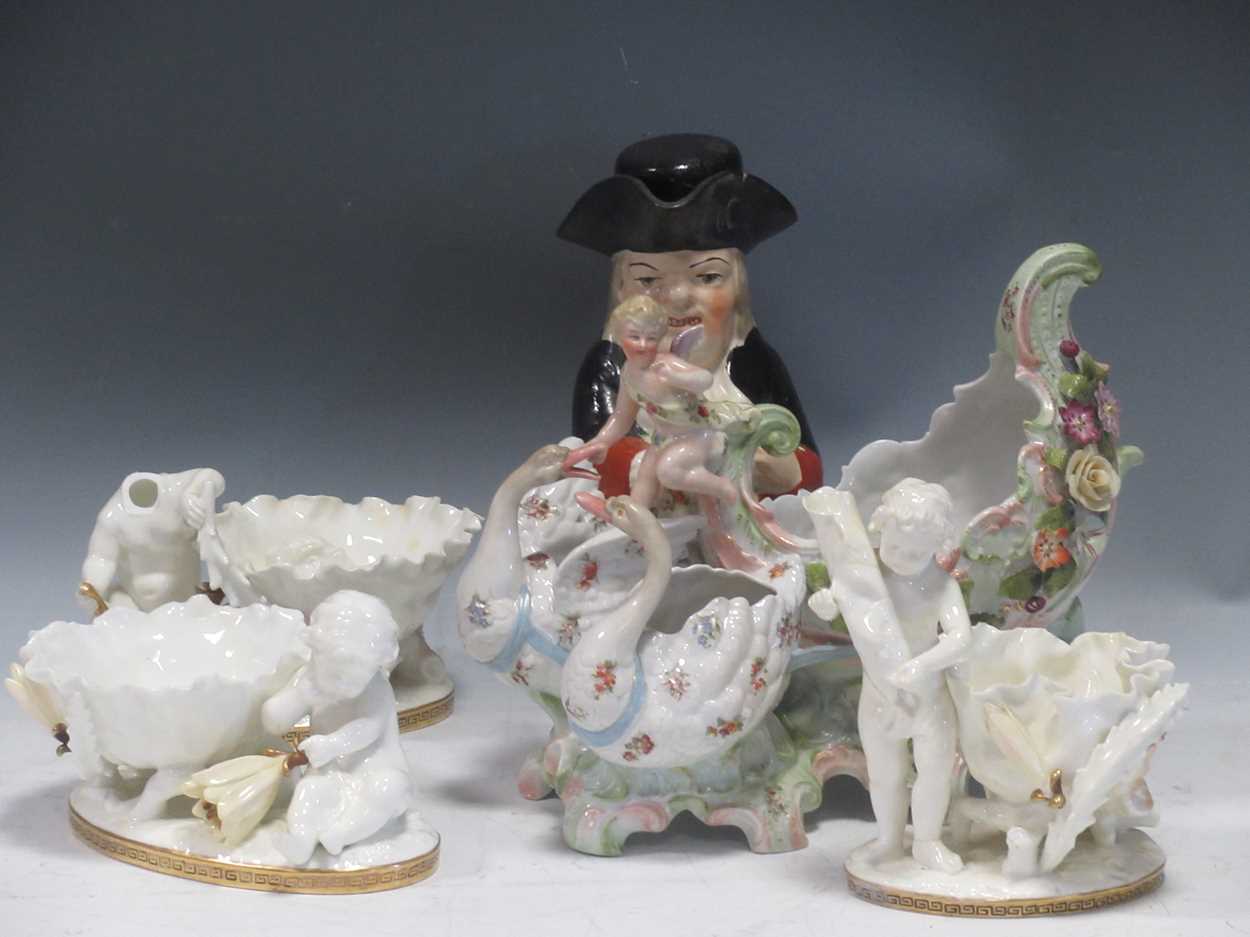 Lot 13 - Three Moore bros white glazed figural dishes...