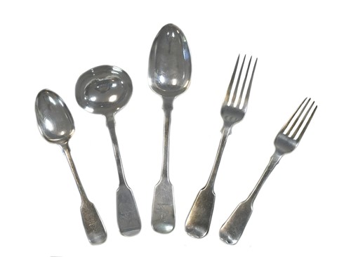 Lot 481 - A 29-piece piece harlequin set of 19th century silver flatware with three additions