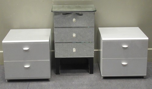 Lot 427 - A pair of aluminium two drawer bedside...