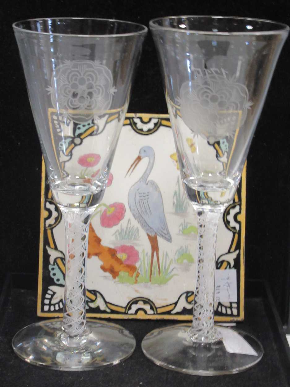 Lot 23 - A pair of modern opaque twist stem 'Yorkshire...