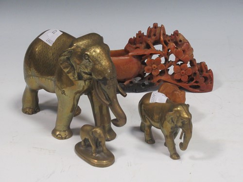 Lot 70 - Four miniature elephant figurines, three brass...