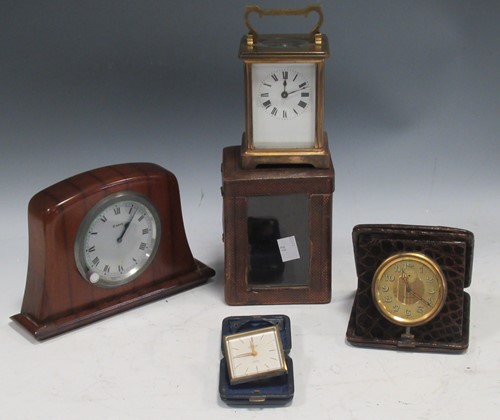 Lot 80 - A pair of Swiss travel alarm clocks together...