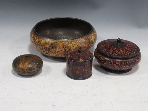 Lot 103 - A matched pair of wooden boxes both decorated...