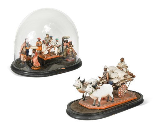 Lot 258 - An Indian painted plaster model group, 19th century