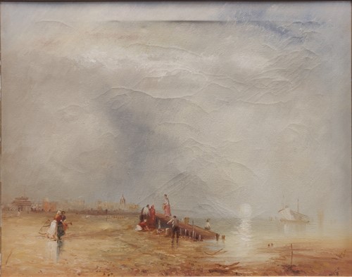 Lot 353 - 20th century seaside scene oil on canvas 38 x...