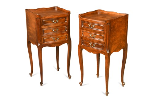 Lot 288 - A pair of French provincial cherrywood bedside tables