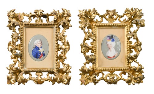 Lot 155 - A pair of portrait miniatures reputed to be  George III and Queen Charlotte