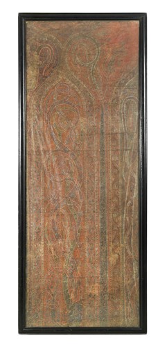 Lot 374 - A painted panel, probably a Kashan design intended for the manufacture of Paisley shawls