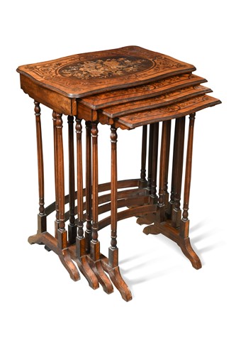 Lot 321 - A quartetto nest of four marquetry occasional tables, 19th century
