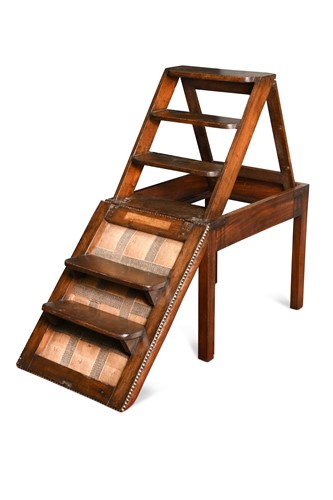 Lot 237 - A George III mahogany metamorphic stool/ library steps