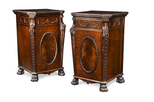 Lot 250 - A pair of Chippendale style mahogany pedestals, early 20th century