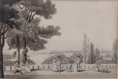 Lot 207 - English School, late 18th century Promenading...