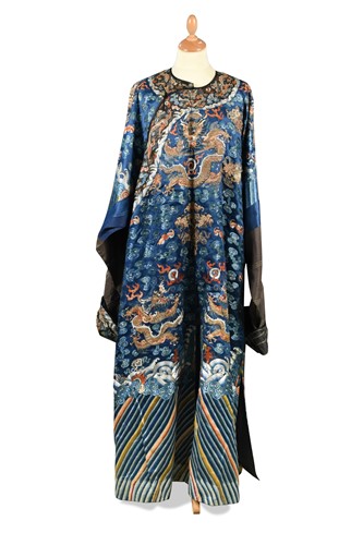 Lot 62 - A Chinese Kesi dragon robe, late Qing Dynasty