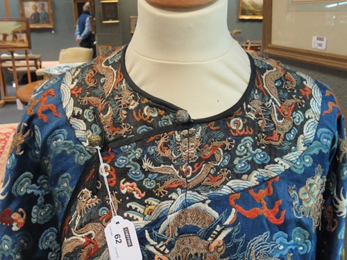 Lot 62 - A Chinese Kesi dragon robe, late Qing Dynasty