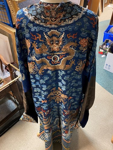 Lot 62 - A Chinese Kesi dragon robe, late Qing Dynasty