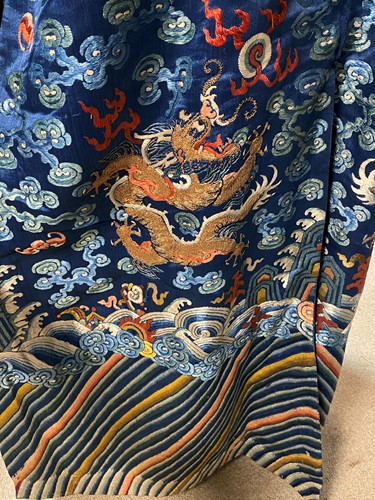 Lot 62 - A Chinese Kesi dragon robe, late Qing Dynasty