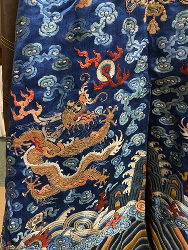 Lot 62 - A Chinese Kesi dragon robe, late Qing Dynasty
