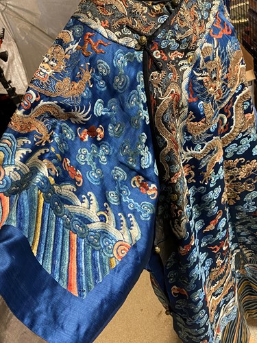 Lot 62 - A Chinese Kesi dragon robe, late Qing Dynasty