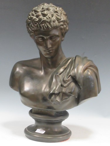 Lot 132 - A black painted terracotta classical bust of a...
