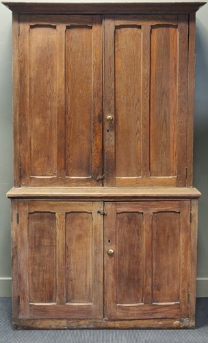 Lot 336 - An Edwardian oak cabinet 214 x 134 x 51cm