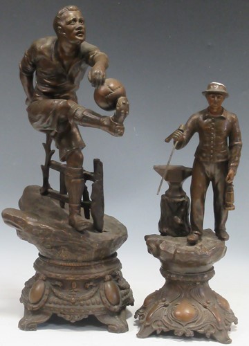 Lot 102 - Two spelter figures circa 1910, of a...