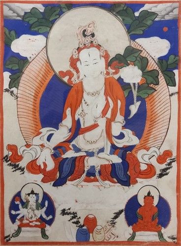 Lot 302 - A Buddhist thangka painting, a Dutch colour...