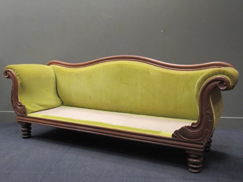 Lot 391 - A William IV style mahogany scroll end settee,...