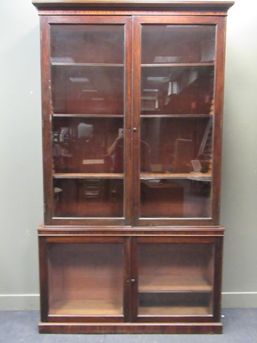 Lot 342 - A large Edwardian mahogany glazed bookcase 261...