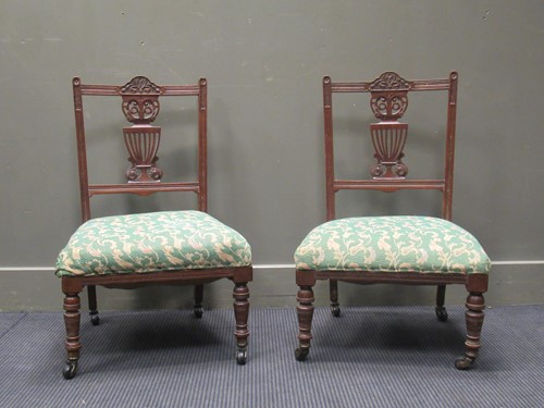 Lot 400 - A pair of Edwardian mahogany bedroom chairs,...