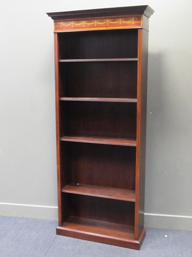 Lot 347 - A Georgian style inlaid mahogany full height...