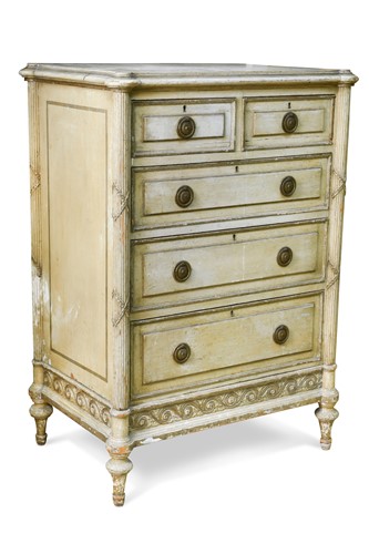 Lot 301 - A Louis XVI style white painted chest, circa 1900