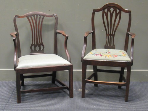 Lot 351 - A Georgian mahogany elbow chair with pierced...