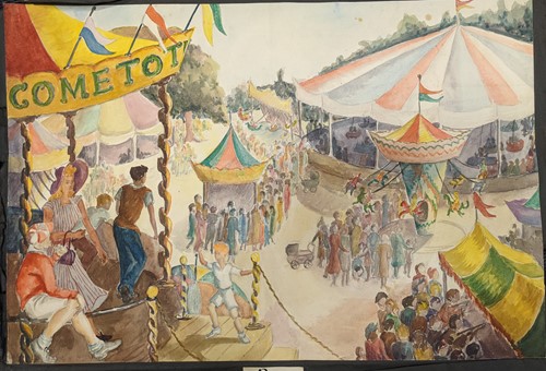 Lot 255 - British School, 20th century Fairground scene...
