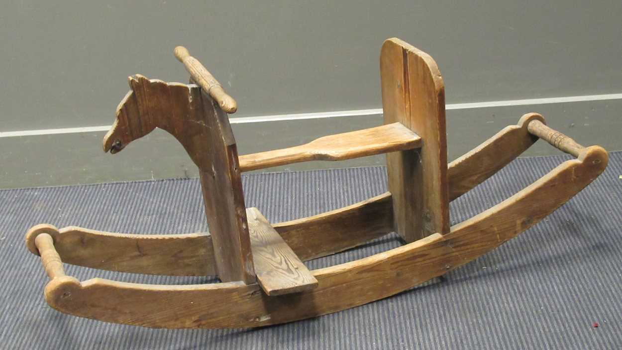 Lot 475 - A Victorian pine rocking horse, 48 x 113 x 38cm