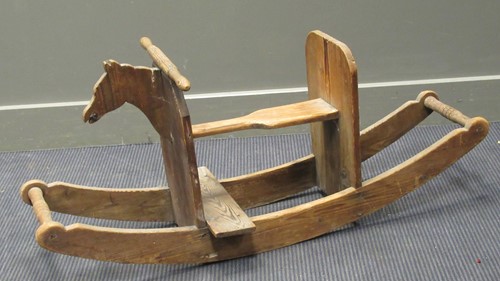 Lot 475 - A Victorian pine rocking horse, 48 x 113 x 38cm