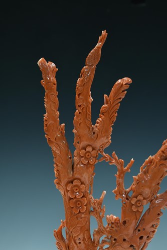 Lot 94 - A Chinese coral branch carving, late Qing Dynasty, 19th/20th century