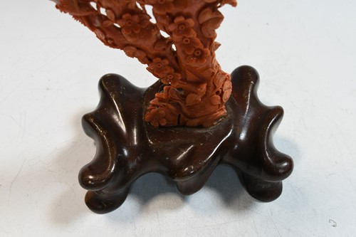 Lot 94 - A Chinese coral branch carving, late Qing Dynasty, 19th/20th century