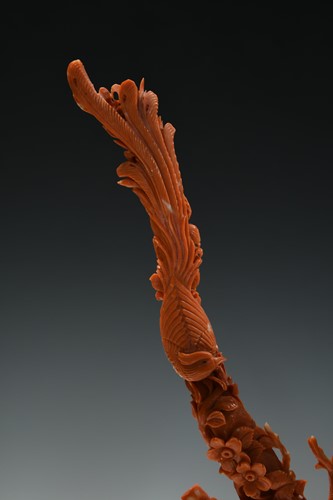 Lot 94 - A Chinese coral branch carving, late Qing Dynasty, 19th/20th century