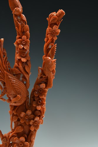 Lot 94 - A Chinese coral branch carving, late Qing Dynasty, 19th/20th century