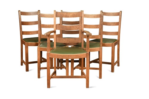 Lot 221 - A set of six Heal's oak dining chairs, circa 1930