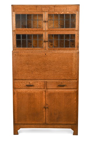 Lot 229 - An Art Deco oak sectional bureau bookcase by Minty of Oxford