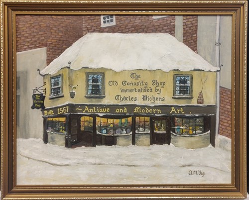Lot 232 - A. M Fajt, The Old Curiosity Shop, oil on...