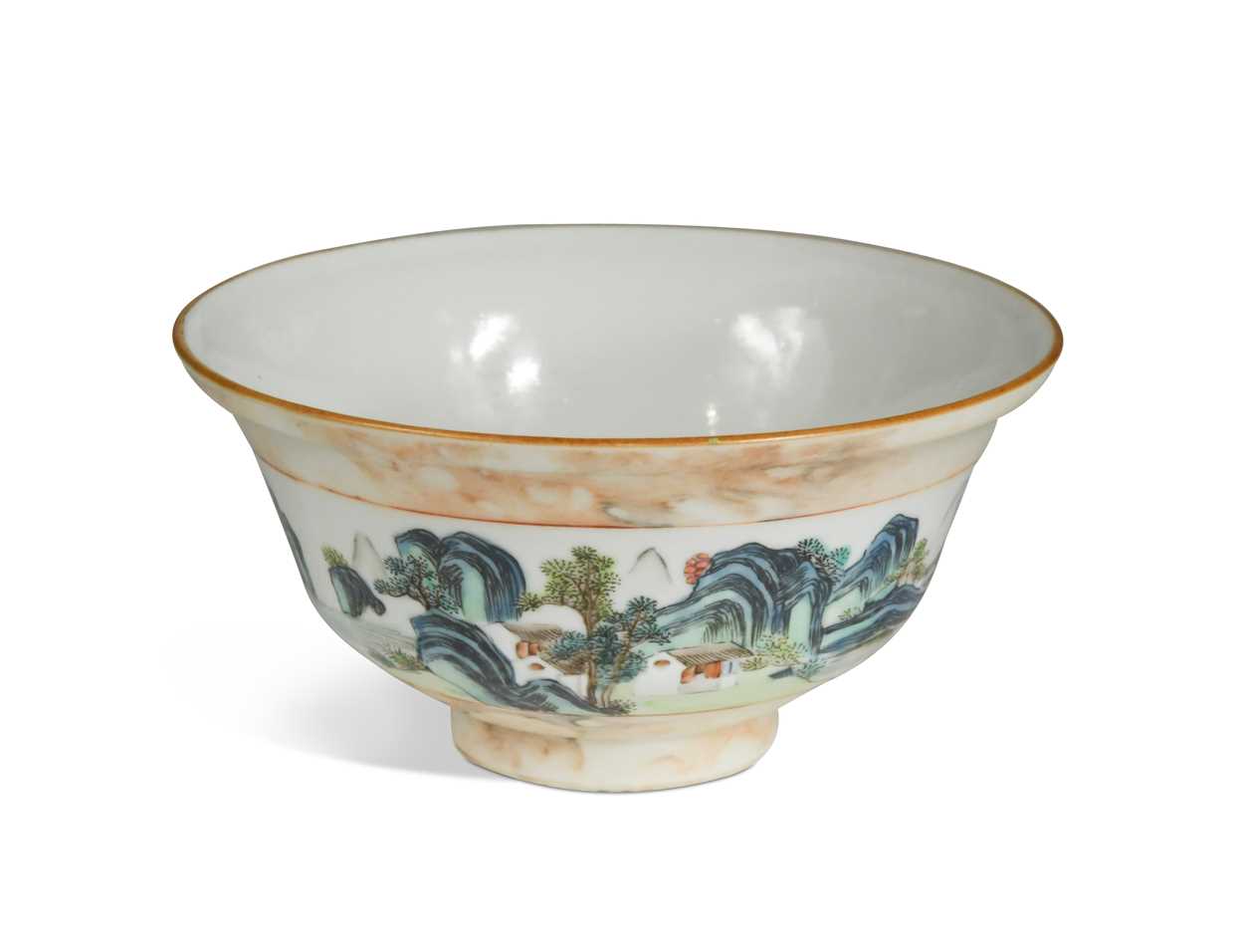 Lot 18 - A Chinese faux bois/marble porcelain bowl