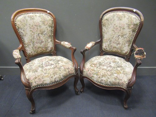 Lot 296 - Two Victorian showframe easy armchairs (2)